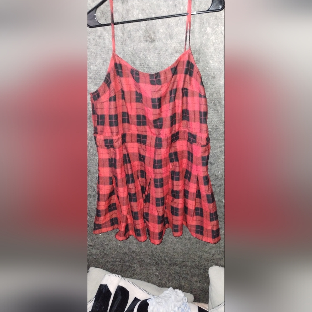 Red ♥️ and black 🖤 plaid strap dress by DIVIDED Women's 2XL